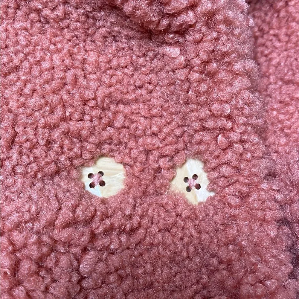 Tahari Toddler Faux Fur Teddy Coat Girls Size 4T Rusty Rose  Sherpa Jacket